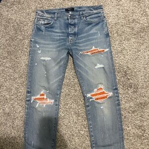AMIRI AUTHENTIC  Light Blue Distressed Skinny Jeans